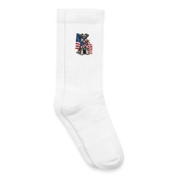 Patriotischer Schnauzer Stars, Stripes Hundestolz, - Kinder Tennissocken - Weiß - Rechts