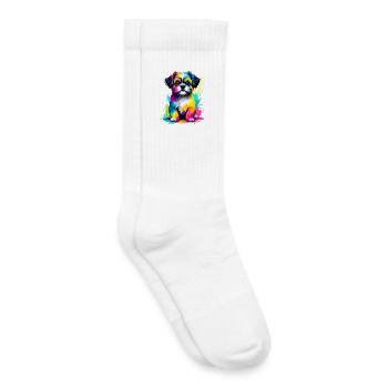 Bunter Shih Tzu Welpe Farbexplosion - Kinder Tennissocken - Weiß - Rechts