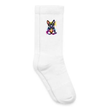 Colorful German Shepherd Puppy - Kids Tennis Socks - white - Right