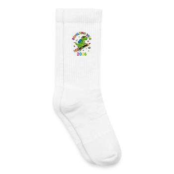 Schulkind 2026 Dino T-Rex Einschulung - Kinder Tennissocken - Weiß - Rechts
