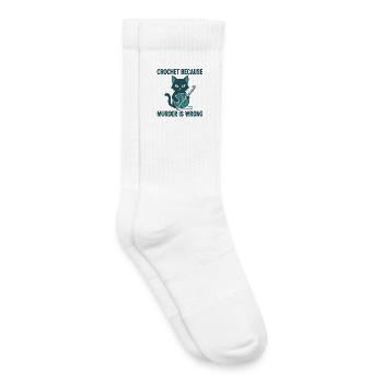 Häkeln, weil Mord falsch ist Lustiges Häkeln - Kinder Tennissocken - Weiß - Rechts