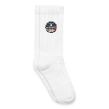 Disc Golf Putter UFO Basket Retro Vintage Desert After - Kids Tennis Socks - white - Right