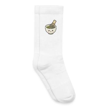 Süße Kawaii-Matcha-Schüssel mit Schneebesen - Kinder Tennissocken - Weiß - Rechts