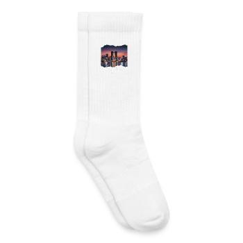 Suzhou Skyline Sunset Script - Kids Tennis Socks - white - Right