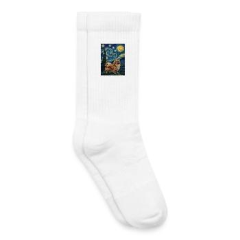 Pekingese Starry Night - Peke Dog Mom Dad Lap Dog - Kids Tennis Socks - white - Right