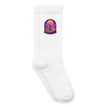 Synthwave Gravel Cyclist Chasing Horizons - Kids Tennis Socks - white - Right