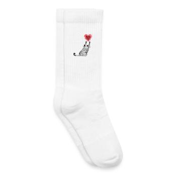 Heart paw cat grabs heart - Kids Tennis Socks - white - Right