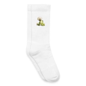 Cute frog with dandelion and flowers for - Kids Tennis Socks - white - Right