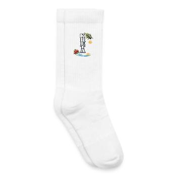 Crete Holidays with Olive Branch and Sea Motif - Kids Tennis Socks - white - Right