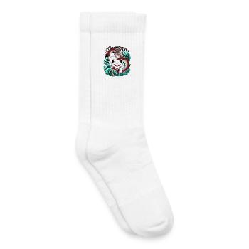 Japanese Kitsune Fox And Dragon In - Kids Tennis Socks - white - Right