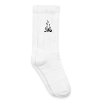 Sailboat Sketch - Kids Tennis Socks - white - Right