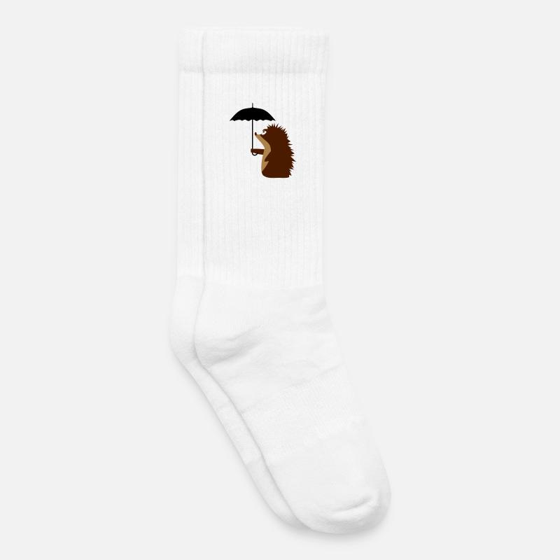 Igel mit Schirm - Kinder Tennissocken - Weiß