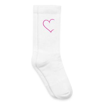 Heart open pink love Heart Love Couples in love - Kids Tennis Socks - white - Right