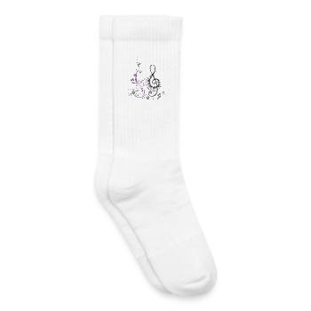 Notenschlüssel mit Piano, Blumen und Musiknoten. - Kinder Tennissocken - Weiß - Rechts