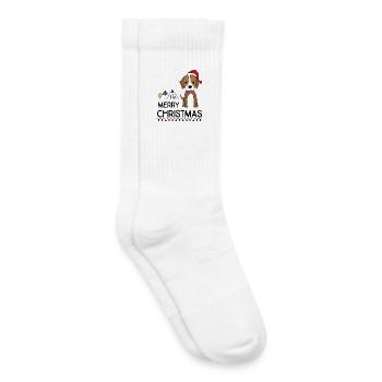 Noël drôle avec un chien pour des amis - Chaussettes de tennis bio enfant - blanc - Droite