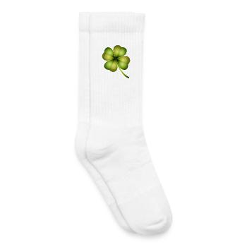 trèfle à quatre feuilles dans des tons verts brillants - Chaussettes de tennis bio enfant - blanc - Droite