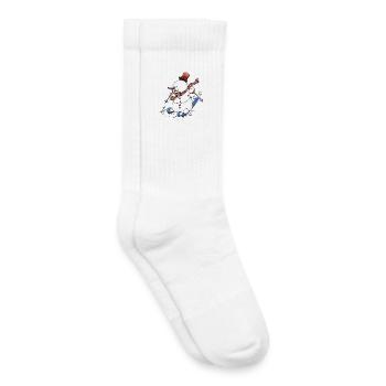 Bonhomme de neige joyeux sur des skis avec chapeau rouge. - Chaussettes de tennis bio enfant - blanc - Droite