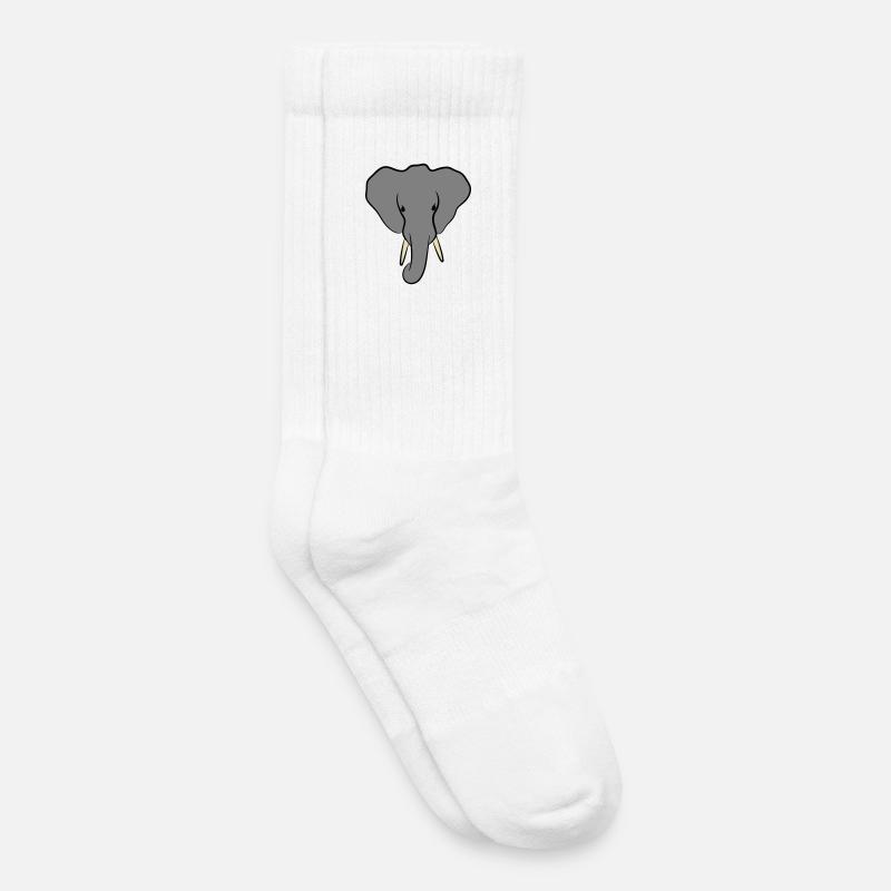 Elephant Head Minimalist - Kids Tennis Socks - white