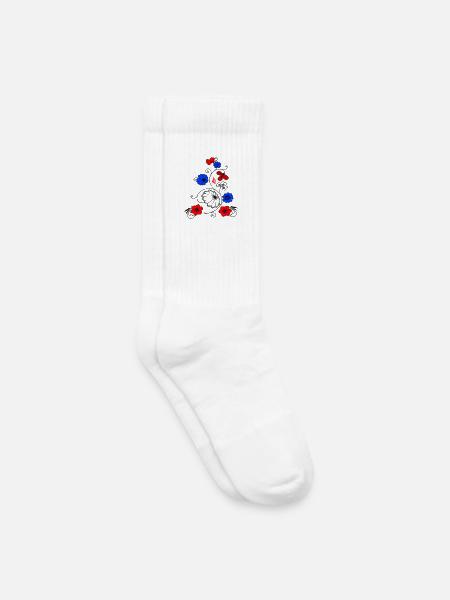Blumenranke mit Schmetterling - Kinder Tennissocken - Weiß