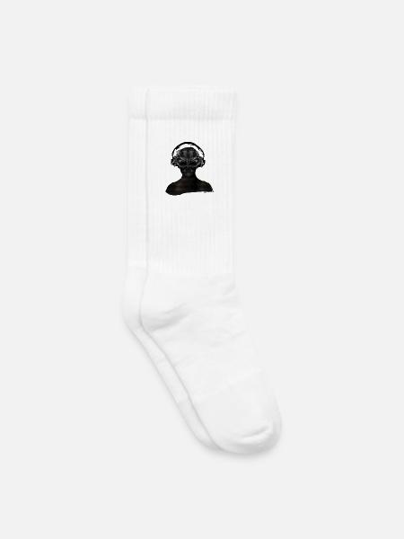 futuristisches Cyborg Wesen mit Kopfhörer - Kinder Tennissocken - Weiß