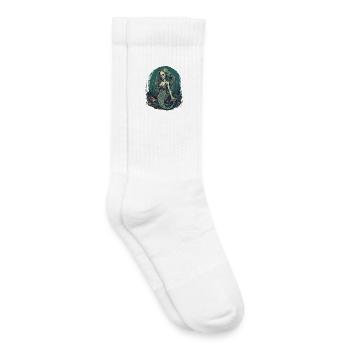 Comic Ghoul Zombie Mermaid - Creepy Motif - Kids Tennis Socks - white - Right