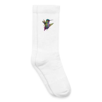 Color Explosion Hummingbird Artwork - Kids Tennis Socks - white - Right