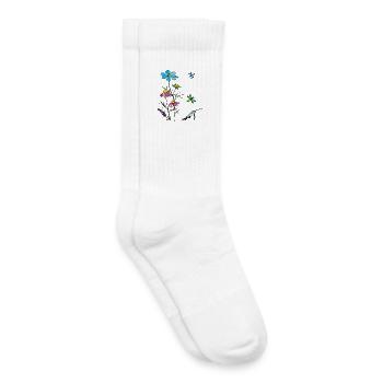 Herbes, camomille, abeilles - Chaussettes de tennis bio enfant - blanc - Droite