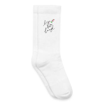 Vivre, aimer, rire - Chaussettes de tennis bio enfant - blanc - Droite