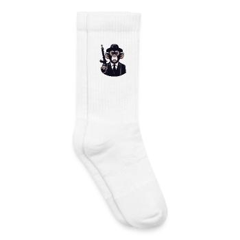 Pinstripe Gangster Monkey - Kids Tennis Socks - white - Right