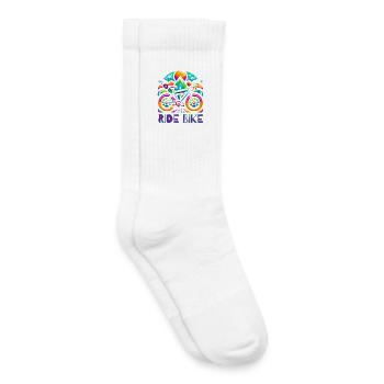 Cyclisme - Ride Bike design - Chaussettes de tennis bio enfant - blanc - Droite