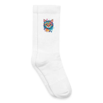 Chat mignon - Chaussettes de tennis bio enfant - blanc - Droite
