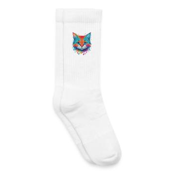 Chat mignon - Chaussettes de tennis bio enfant - blanc - Droite