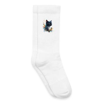 Bunte Katze - Kinder Tennissocken - Weiß - Rechts