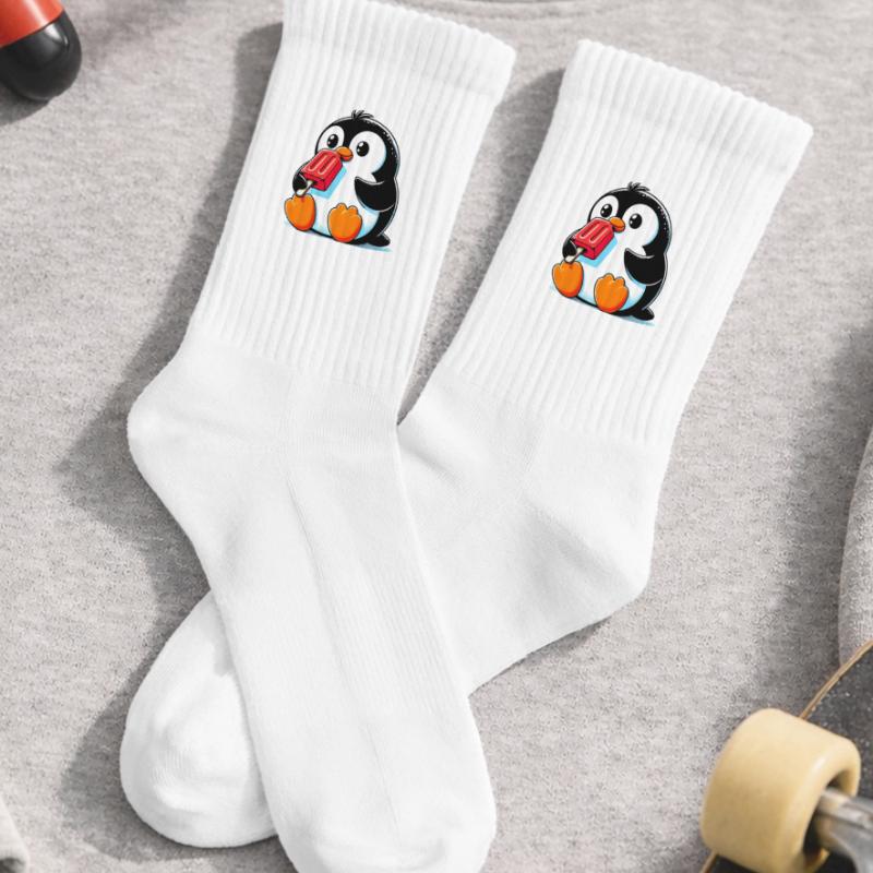 Penguin eats a popsicle Kids Tennis Socks