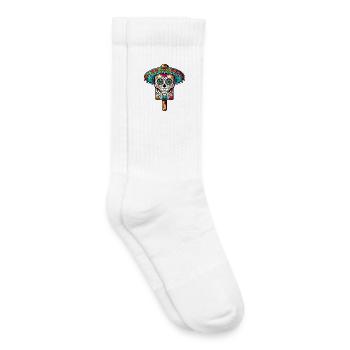 funny skull ice motif - Día de Muertos - Kids Tennis Socks - white - Right