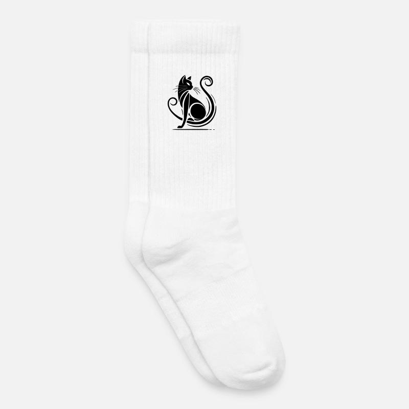chat noir moderne - Chaussettes de tennis bio enfant - blanc