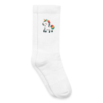 Niedliches stolzes Einhorn-Design - skurrile Cartoon-Kunst - Kinder Tennissocken - Weiß - Rechts