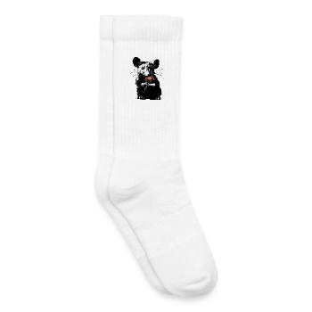Maus mit bunten Blumenstrauß - Stencil Love - Kinder Tennissocken - Weiß - Rechts