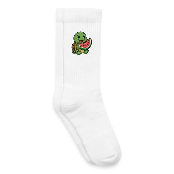 Cute turtle with melon summer design - Kids Tennis Socks - white - Right