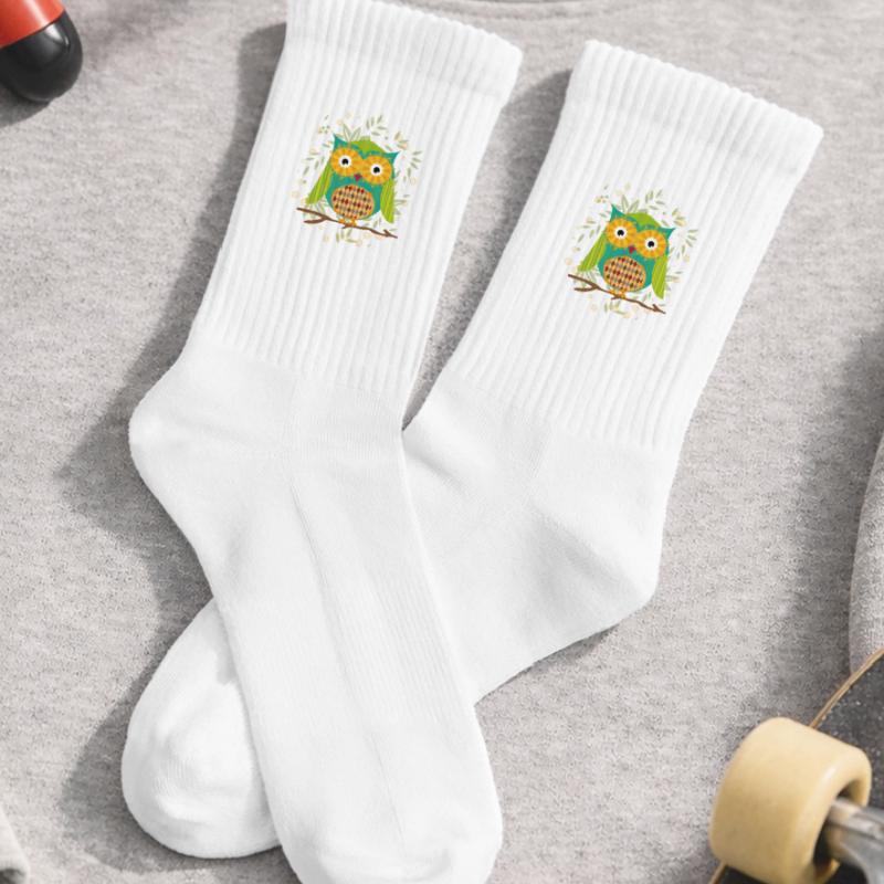 kunstvoll gestaltete Eule mit Patchwork-Muster Kinder Tennissocken