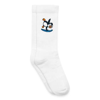 Cool pingouin surfeur sports nautiques dessin animé d’été - Chaussettes de tennis bio enfant - blanc - Droite