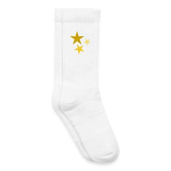Golden Stars Astronomical Motif - Kids Tennis Socks - white - Right