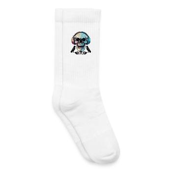 Totenschädel im Kopfhörer – Dunkle musikalische Schwingungen - Kinder Tennissocken - Weiß - Rechts