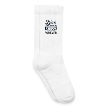 Love hurts more than tattoos – Tattoo & Spruch - Kids Tennis Socks - white - Right