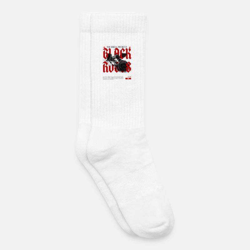Rebellious black rose with statement - Kids Tennis Socks - white