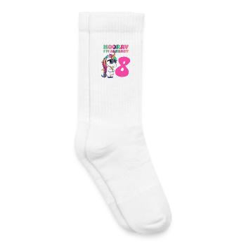 Licorne - Hourra, j’ai déjà 8 ans - Chaussettes de tennis bio enfant - blanc - Droite