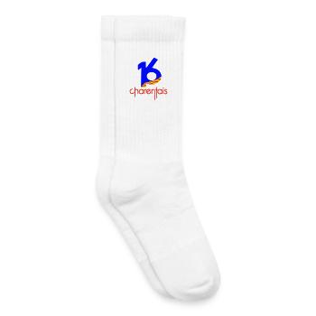  16 Charentais Bleu Rouge - Chaussettes de tennis bio enfant - blanc - Droite