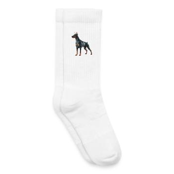 Doberman - Cool Low Poly  Logo - Chaussettes de tennis bio enfant - blanc - Droite