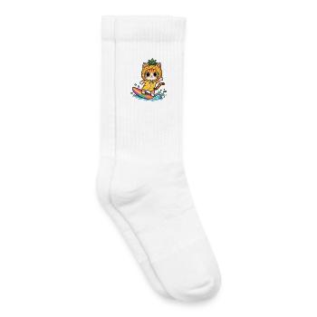 Surferkatze im Ananaskostüm - Kinder Tennissocken - Weiß - Rechts