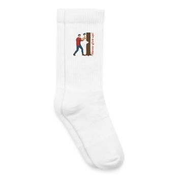 Nie aufgeben Holzfäller in Aktion - Kinder Tennissocken - Weiß - Rechts